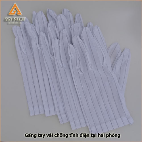 găng tay vải kẻ chống tĩnh điện có khả năng co giãn kém, bền cơ học