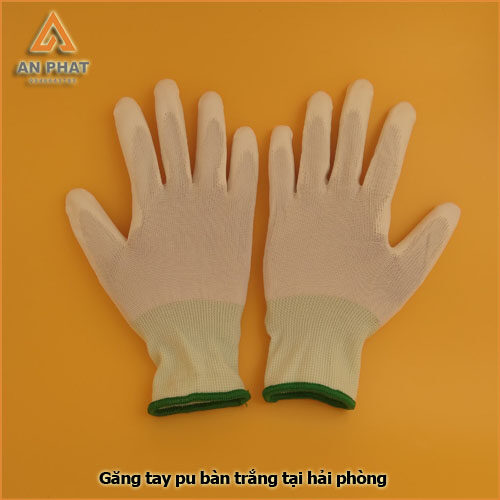 găng tay PU phủ bàn màu trắng trung quốc mặt sau