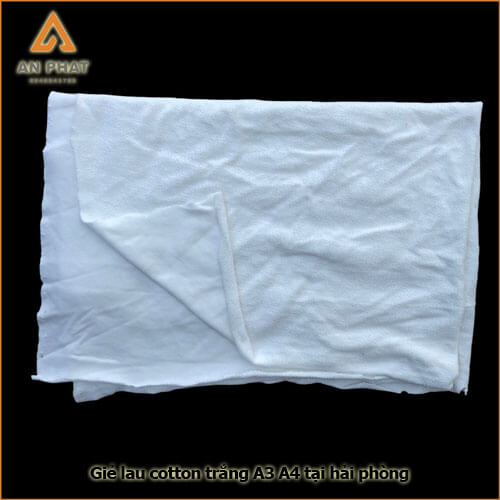 Giẻ lau cotton trắng A3 tại hải phòng có khổ to A3 trở lên, nguồn gốc từ vải may công nghiệp