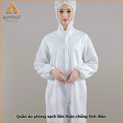 quần áo chống tĩnh điện phòng sạch toàn thân màu trắng